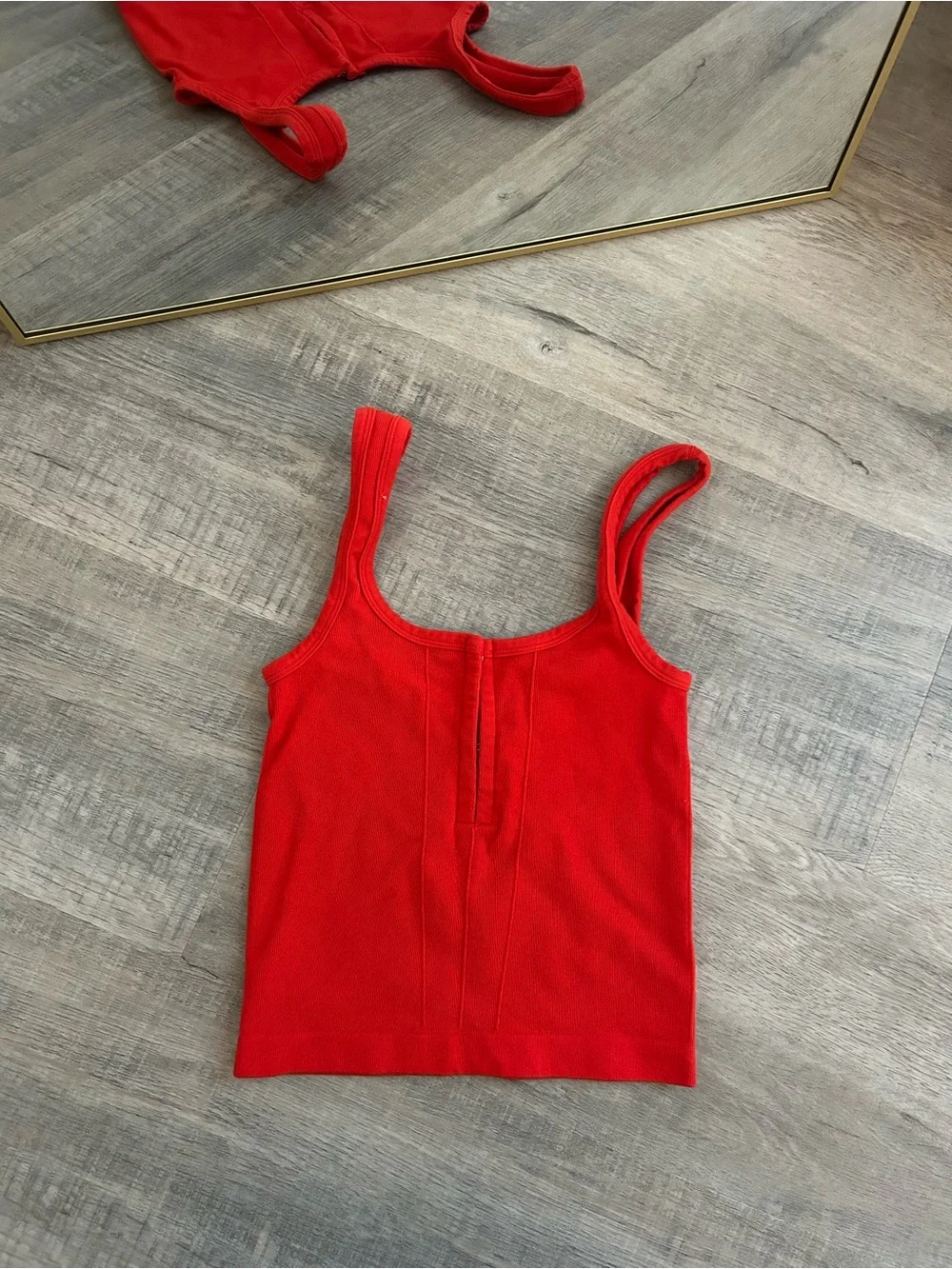 Free People Intimately Red Hook & Eye Front Ribbed Corset Tank Top XS/S